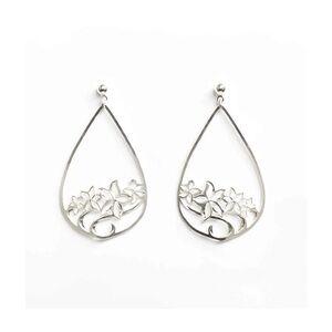 ⭐️Leighton Lam Designs Liv-N-Aloha silver-plated teardrop plumeria earrings